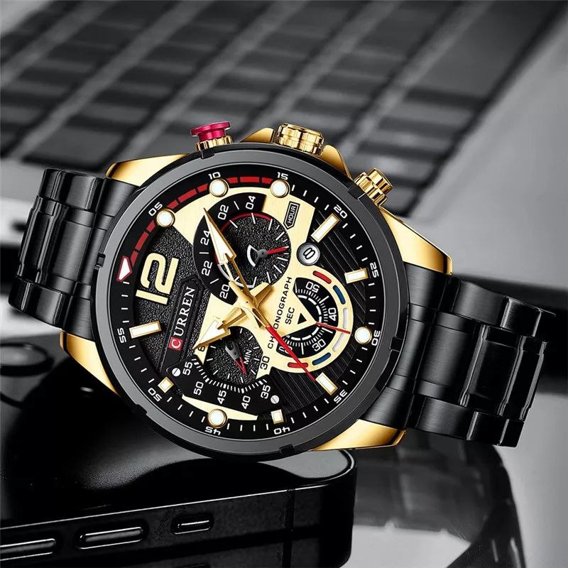 CHRONOGRAPH CURREN LUMINOUS DATE DISPLAY CHRONOGRAPH MOVEMENT STAINLESS STEEL WATER RESISTANT