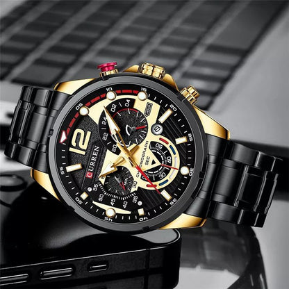 CHRONOGRAPH CURREN LUMINOUS DATE DISPLAY CHRONOGRAPH MOVEMENT STAINLESS STEEL WATER RESISTANT
