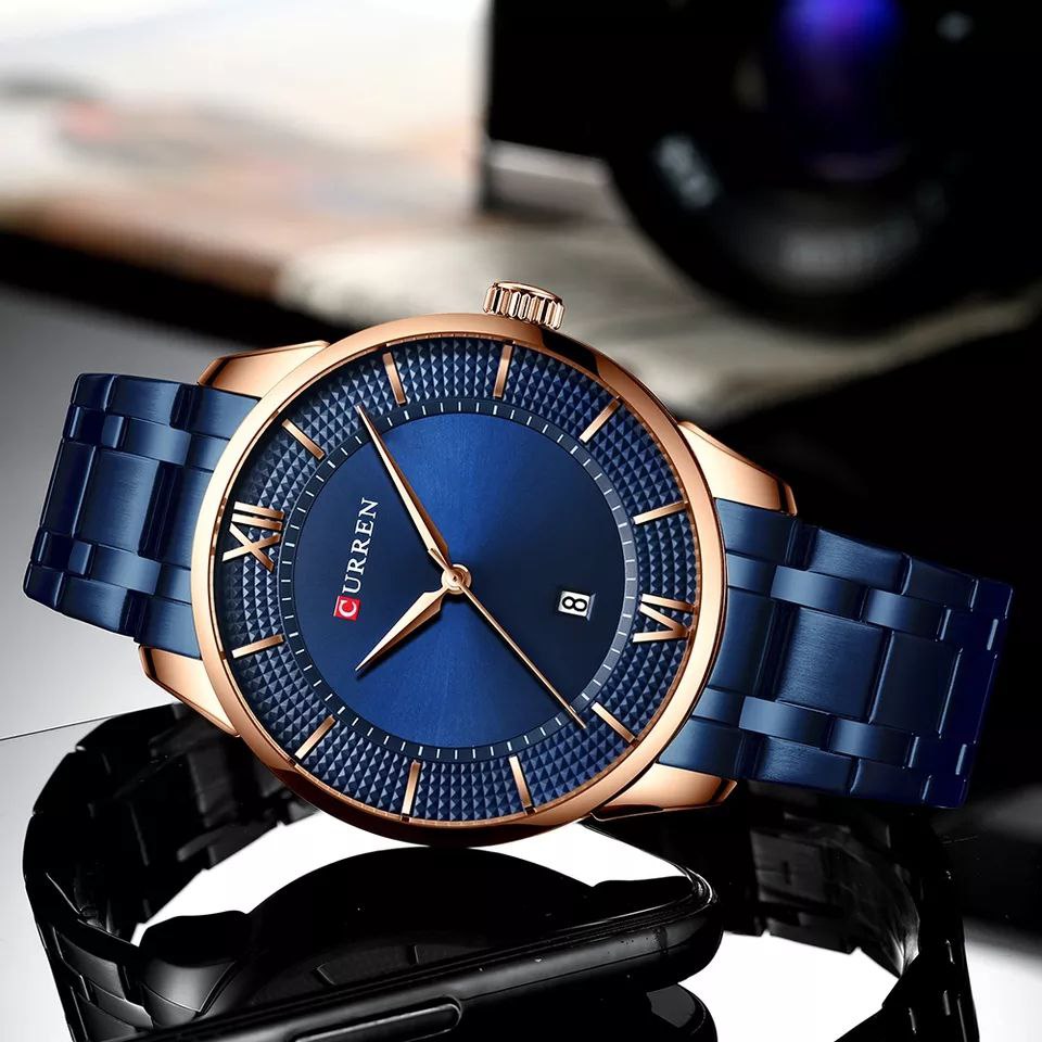 GENTS CURREN #8356 (DATE DISPLAY) GOLD BLUE BLACK