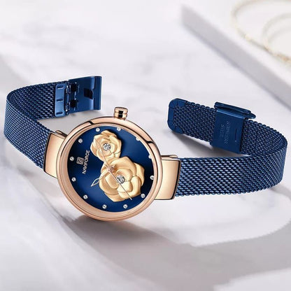NAVIFORCE LADIES NF 5013 WITH DATE DISPLAY MESH ADJUSTABLE STRAP WATERPROOF ROSE GOLD GREEN BLUE SILVER