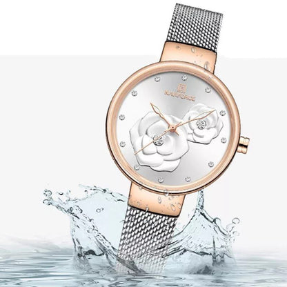 NAVIFORCE LADIES NF 5013 WITH DATE DISPLAY MESH ADJUSTABLE STRAP WATERPROOF ROSE GOLD GREEN BLUE SILVER
