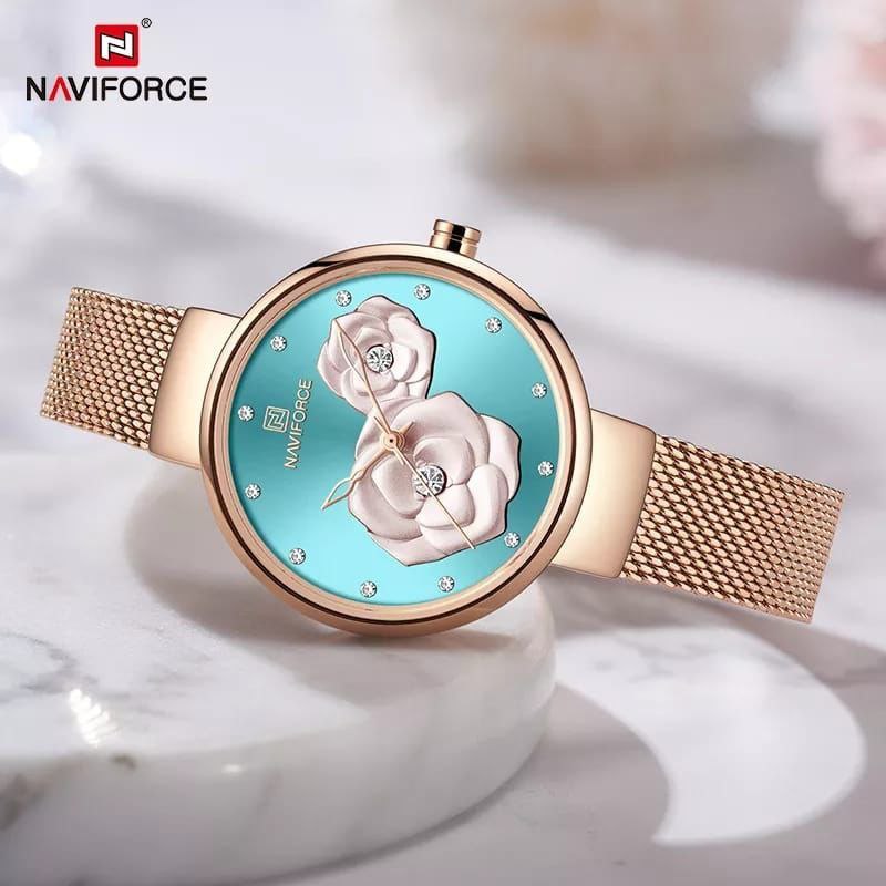 NAVIFORCE LADIES NF 5013 WITH DATE DISPLAY MESH ADJUSTABLE STRAP WATERPROOF ROSE GOLD GREEN BLUE SILVER