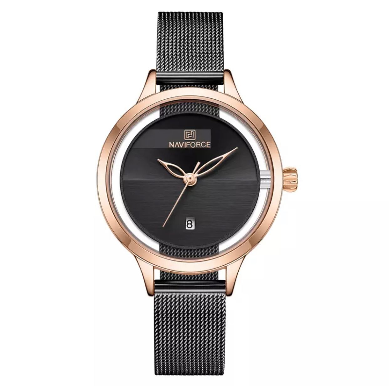 NAVIFORCE NF5014 DATE DISPLAY STAINLESS STEEL FINISH BLUE ROSE GOLD BLACK
