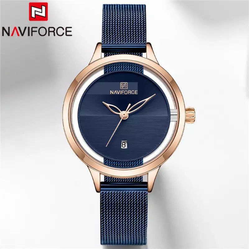 NAVIFORCE NF5014 DATE DISPLAY STAINLESS STEEL FINISH BLUE ROSE GOLD BLACK