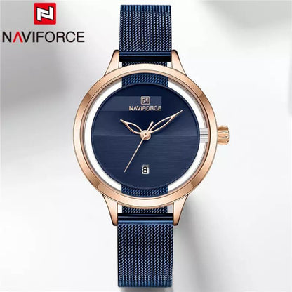 NAVIFORCE NF5014 DATE DISPLAY STAINLESS STEEL FINISH BLUE ROSE GOLD BLACK