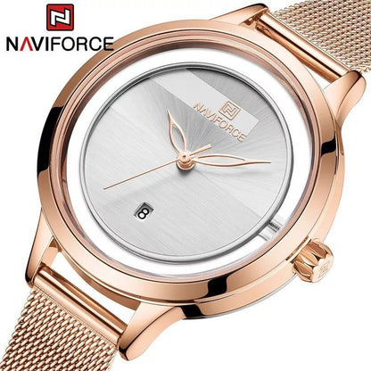 NAVIFORCE NF5014 DATE DISPLAY STAINLESS STEEL FINISH BLUE ROSE GOLD BLACK