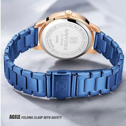 NAVIFORCE NF5008 DATE DISPLAY STAINLESS STEEL FINISH BLUE GOLDSILVER
