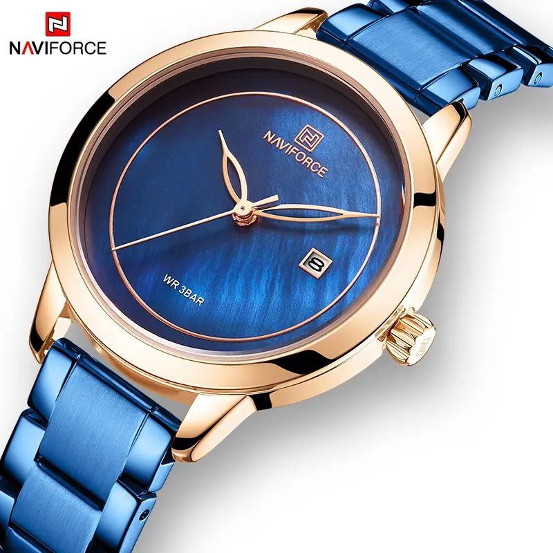 NAVIFORCE NF5008 DATE DISPLAY STAINLESS STEEL FINISH BLUE GOLDSILVER