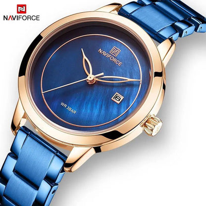 NAVIFORCE NF5008 DATE DISPLAY STAINLESS STEEL FINISH BLUE GOLDSILVER