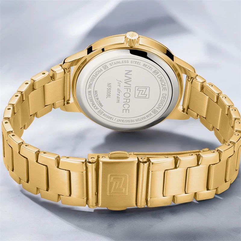 NAVIFORCE NF5008 DATE DISPLAY STAINLESS STEEL FINISH BLUE GOLDSILVER