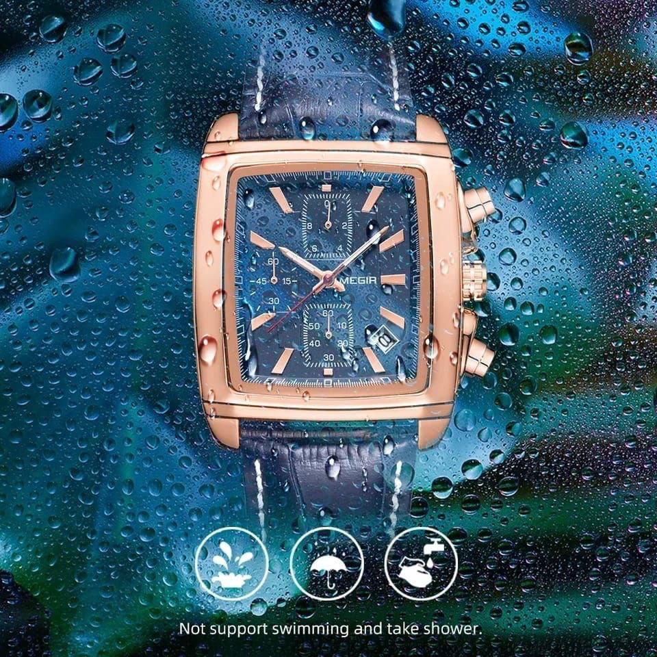 MEGIR LEATHER CHRONOGRAPH WATCH DATE DISPLAY BATTERY POWERED