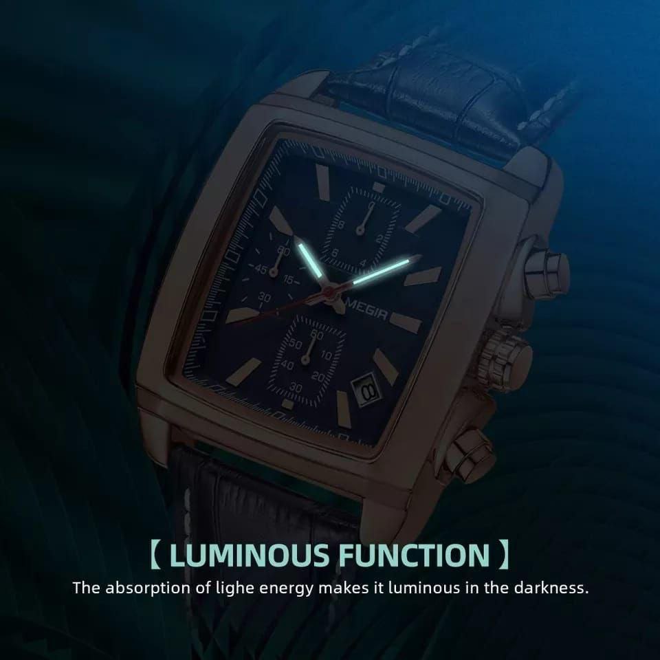 MEGIR LEATHER CHRONOGRAPH WATCH DATE DISPLAY BATTERY POWERED