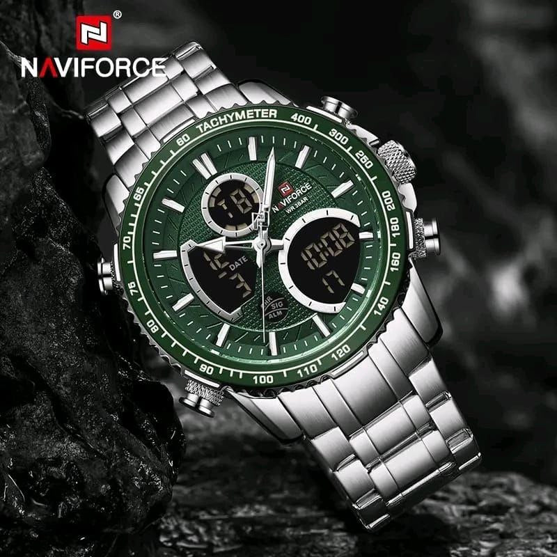 MEN NAVIFORCE NF 9182 ANALOGUE&DIGITAL DISPLAY SILVER GREEN SILVER BLUE