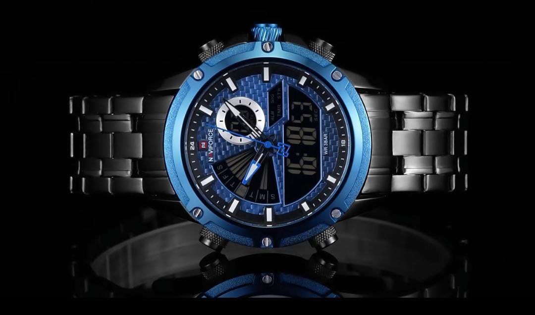 MEN NAVIFORCE NF 9189 ANALOGUE&DIGITAL DISPLAY GOLD BLUE SILVER BLUE