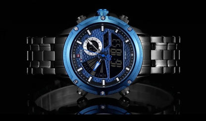 MEN NAVIFORCE NF 9189 ANALOGUE&DIGITAL DISPLAY GOLD BLUE SILVER BLUE