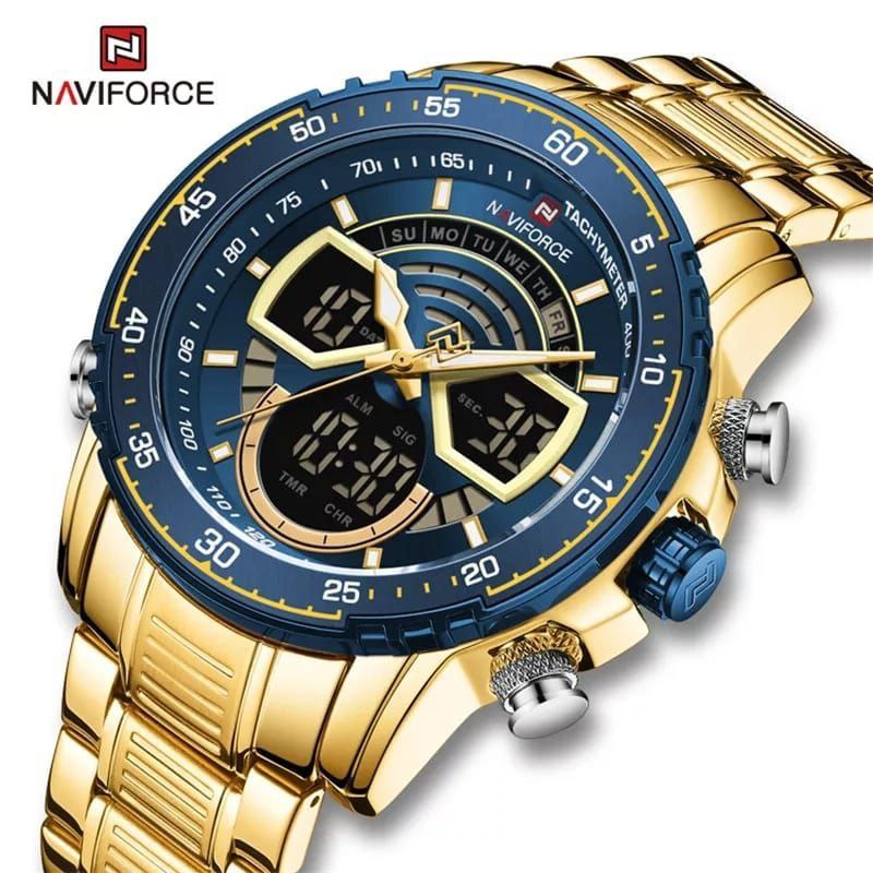 MEN NAVIFORCE NF 9189 ANALOGUE&DIGITAL DISPLAY GOLD BLUE SILVER BLUE