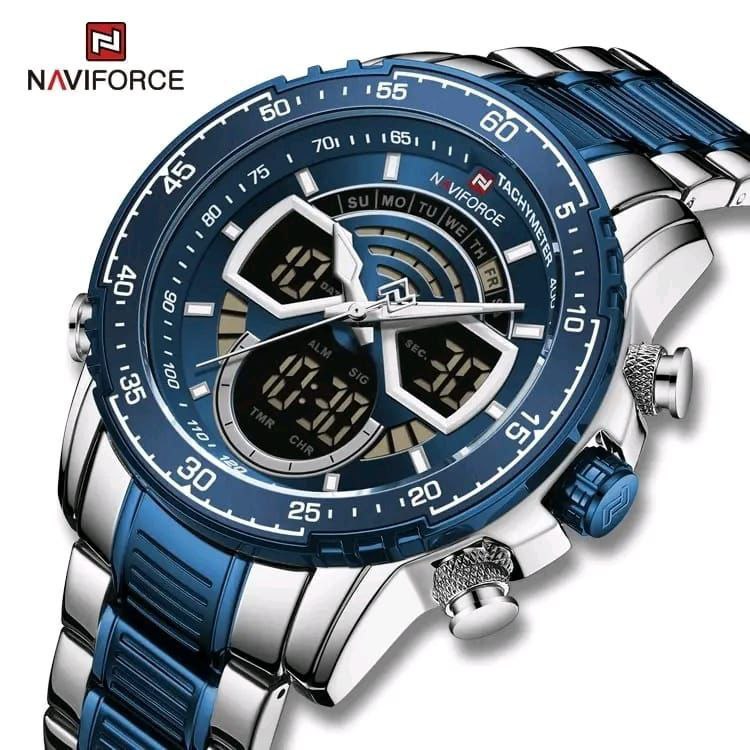 MEN NAVIFORCE NF 9189 ANALOGUE&DIGITAL DISPLAY GOLD BLUE SILVER BLUE