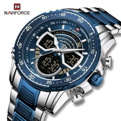 MEN NAVIFORCE NF 9189 ANALOGUE&DIGITAL DISPLAY GOLD BLUE SILVER BLUE
