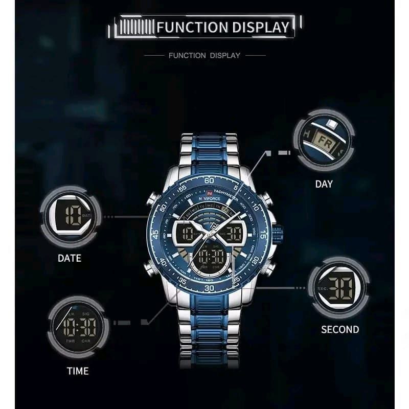 MEN NAVIFORCE NF 9189 ANALOGUE&DIGITAL DISPLAY GOLD BLUE SILVER BLUE