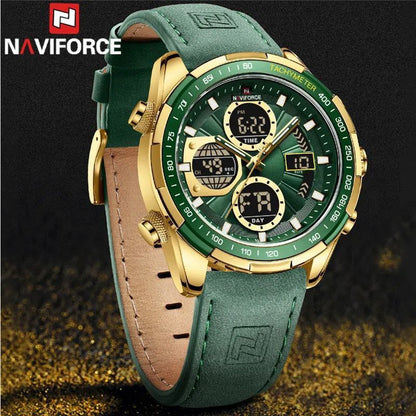 MEN NAVIFORCE NF 9197 ANALOGUE&DIGITAL DISPLAY BLACK BROWN BLUE GREEN GOLD GREEN SILVER