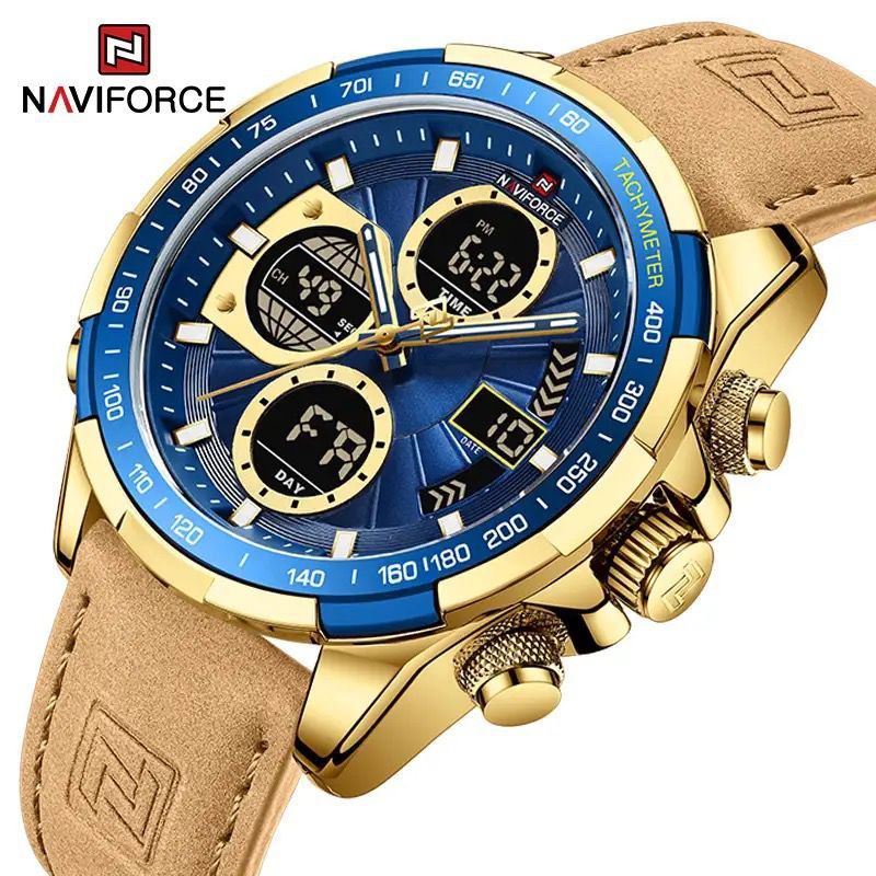 MEN NAVIFORCE NF 9197 ANALOGUE&DIGITAL DISPLAY BLACK BROWN BLUE GREEN GOLD GREEN SILVER
