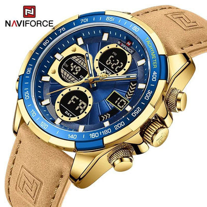 MEN NAVIFORCE NF 9197 ANALOGUE&DIGITAL DISPLAY BLACK BROWN BLUE GREEN GOLD GREEN SILVER