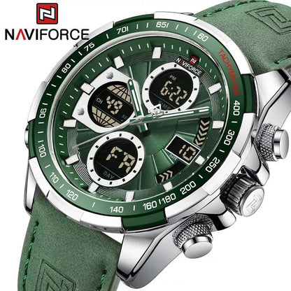 MEN NAVIFORCE NF 9197 ANALOGUE&DIGITAL DISPLAY BLACK BROWN BLUE GREEN GOLD GREEN SILVER