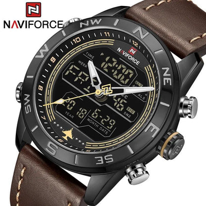 MEN NAVIFORCE NF9144 ANALOGUE&DIGITAL DISPLAY BLACK DARK BROWN