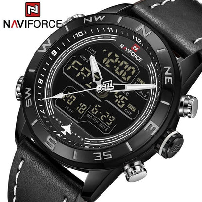 MEN NAVIFORCE NF9144 ANALOGUE&DIGITAL DISPLAY BLACK DARK BROWN