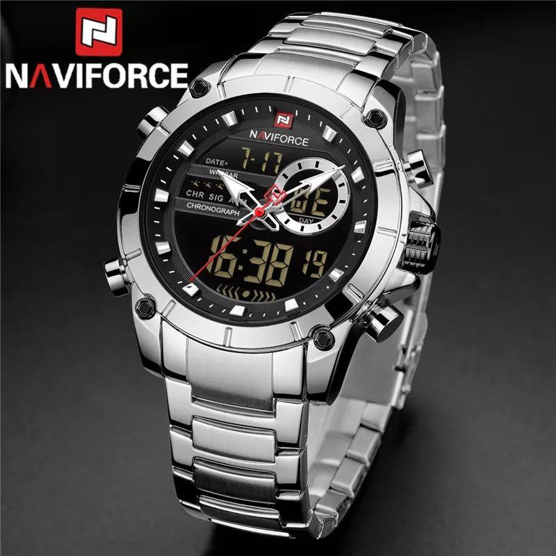 MEN NAVIFORCE NF9188 ANALOGUE&DIGITAL DISPLAY SILVER BLACK