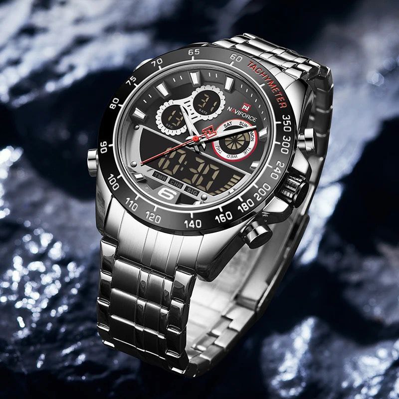 MEN NAVIFORCE NF9188 ANALOGUE&DIGITAL DISPLAY SILVER BLACK