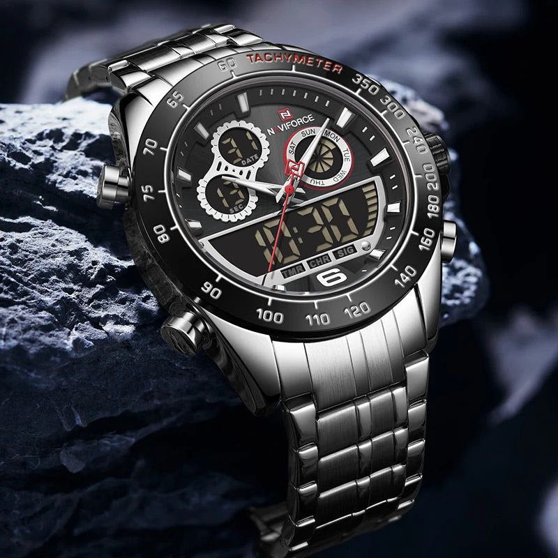 MEN NAVIFORCE NF9188 ANALOGUE&DIGITAL DISPLAY SILVER BLACK