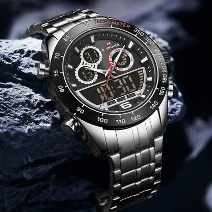 MEN NAVIFORCE NF9188 ANALOGUE&DIGITAL DISPLAY SILVER BLACK