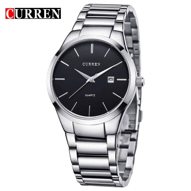 GENTS CURREN 8106 BLACK SILVER DATE DISPLAY WATER RESISTANT
