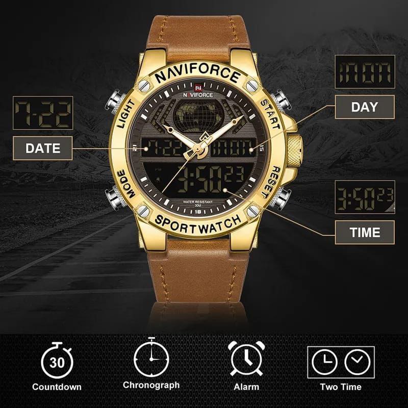 NAVIFORCE MEN NF 9164 ANALOGUE&DIGITAL DISPLAY ALARM FUNCTION WATER RESISTANT