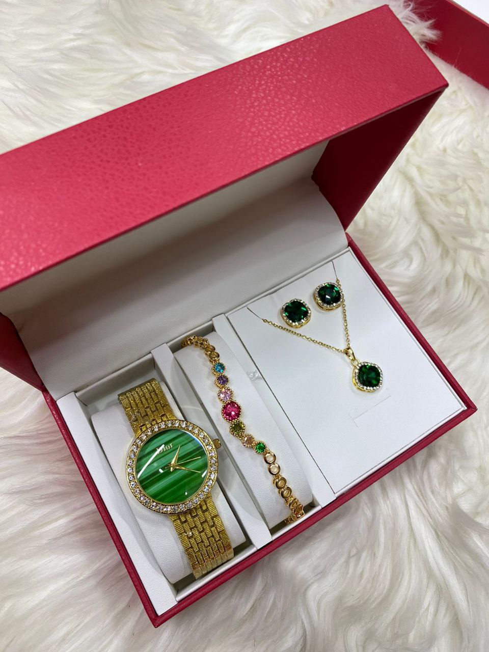 SET OF WATCH BRACELET NECKLACE EARRINGS