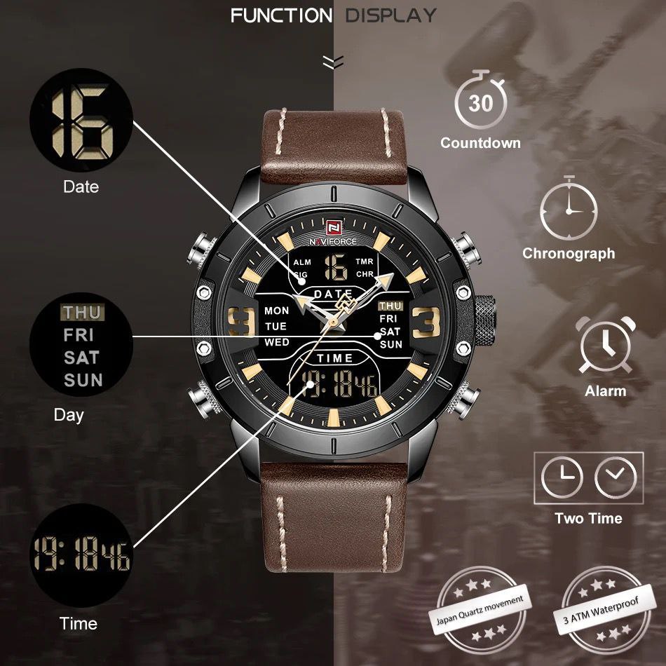 NAVIFORCE NF9153 BLACK BROWN