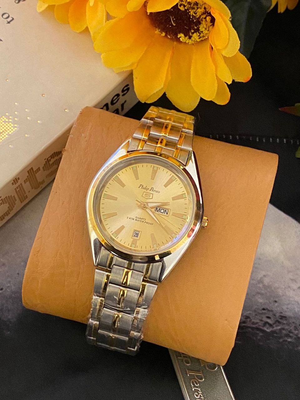 PHILIP PERSIO DAY AND DATE SILVER GOLD/TT