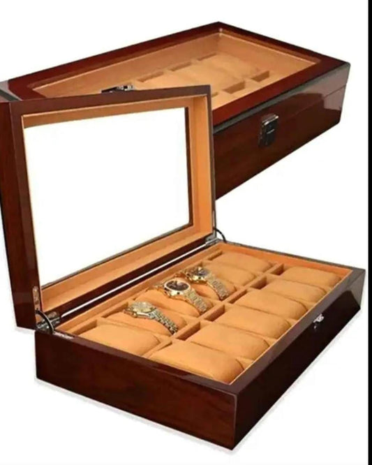 12 SLOTS WOODEN WATCH ORGANIZER