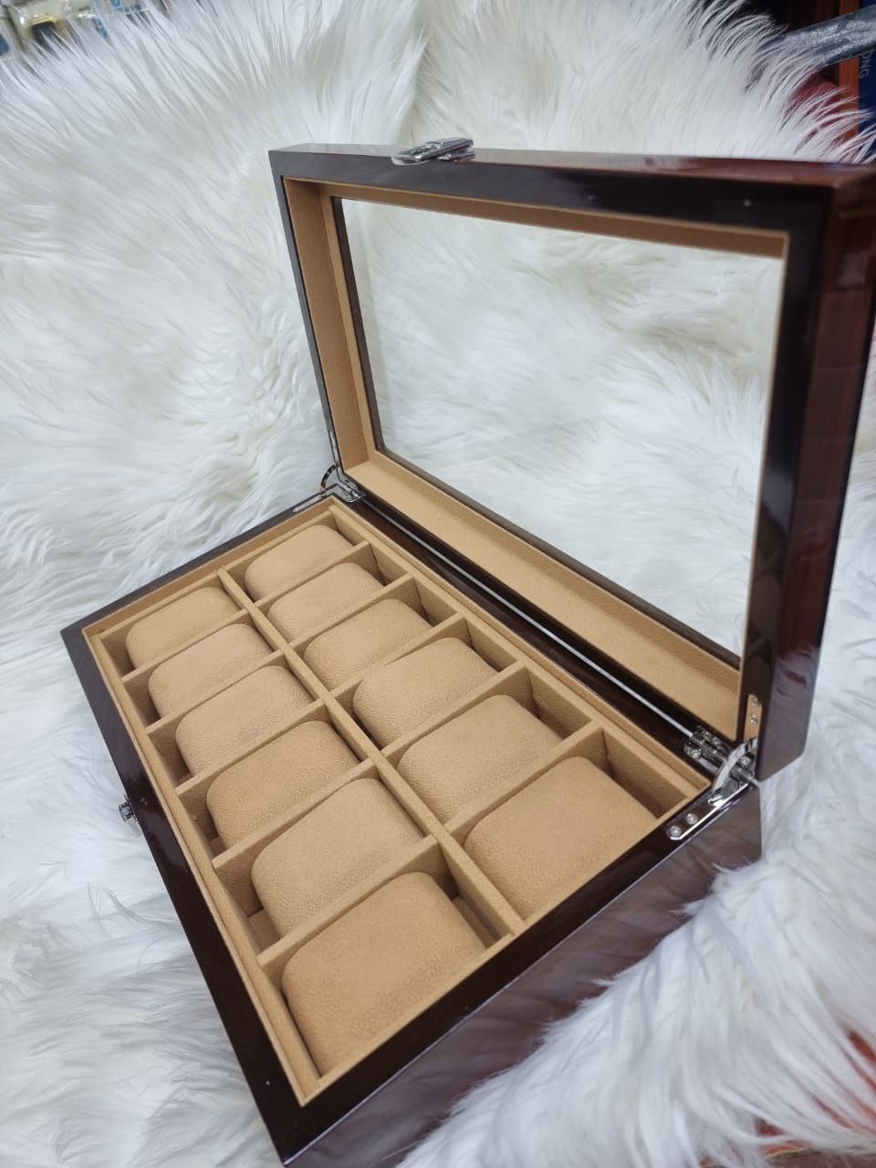 12 SLOTS WOODEN WATCH ORGANIZER