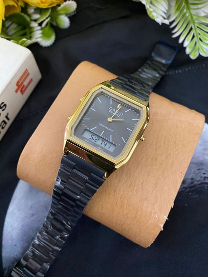 CASIO DUAL TIME BLACK SILVER BLACK SILVER