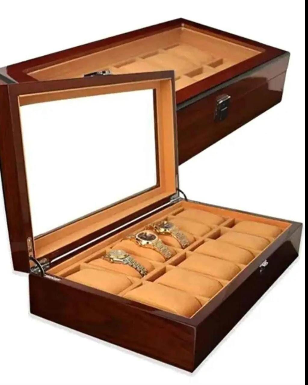 12 SLOTS WOODEN WATCH ORGANIZER