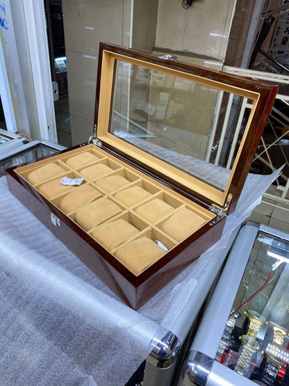 12 SLOTS WOODEN WATCH ORGANIZER