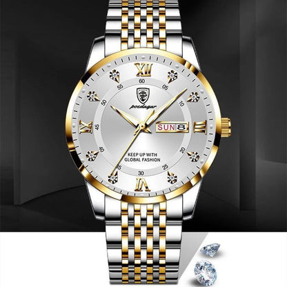 POEDAGAR MEN 836 3ATM WATER RESISTANT DAY AND DATE DISPLAY STAINLESS STEEL FINISH COLOURS TWOTONE WHITE FACE TWOTONE BLACK FACE SILVER BLACK FACE