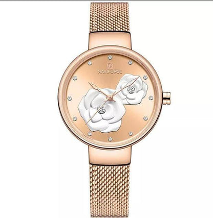 NAVIFORCE LADIES NF 5028 ADJUSTABLE MESH STRAP ROSE GOLD