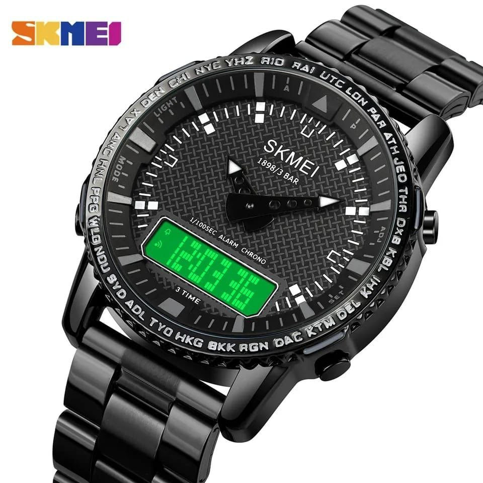 SKMEI GENTS WATCH 1898 DUAL DISPLAY LIGHT BUTTON BATTERY POWERED WATER RESISTANT