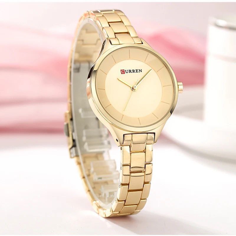 LADIES CURREN 9015 BLACK ROSE GOLD YELLOW GOLD