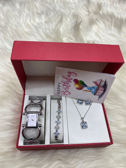 4 1 GIFT SET + CARD WATCH NECKLACE BRACELET EARRINGS