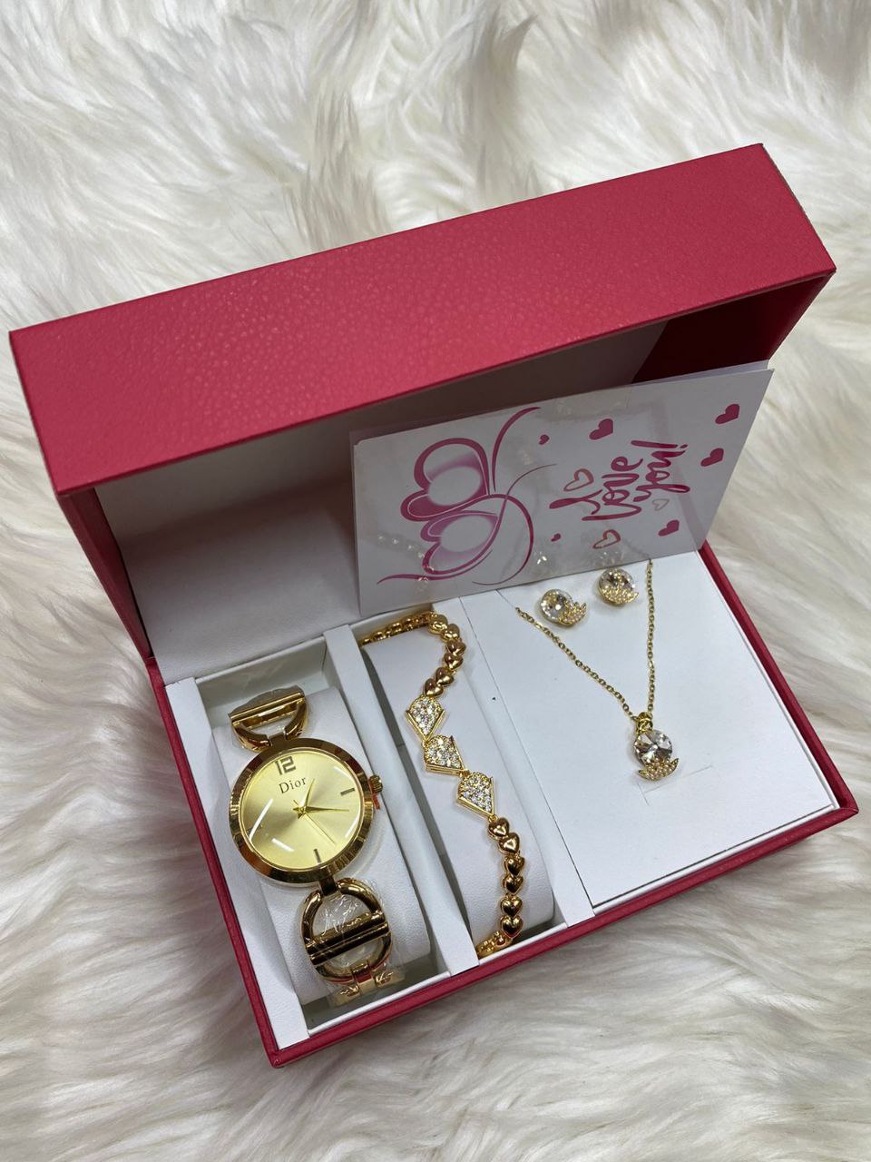 4 1 GIFT SET + CARD WATCH NECKLACE BRACELET EARRINGS