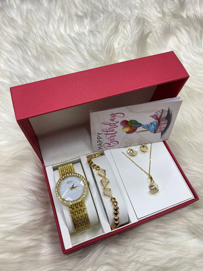 4 1 GIFT SET + CARD WATCH NECKLACE BRACELET EARRINGS